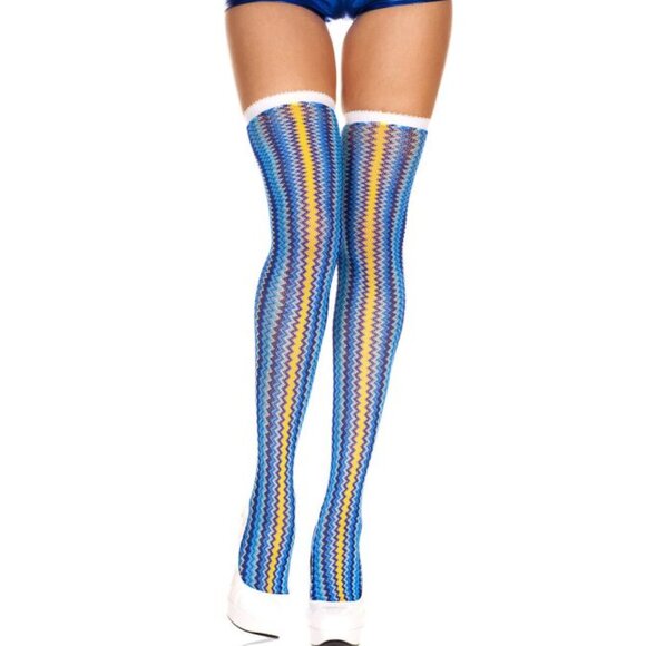 Music Legs Multicolor Zigzag Thigh Hi - Picture 1 of 4